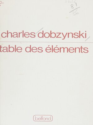 cover image of Table des éléments